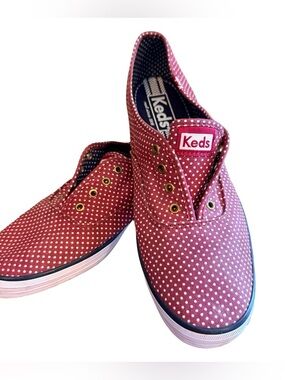 Keds Champion Red Polka Dot Slip-On Sneakers Women’s Size 9 Canvas